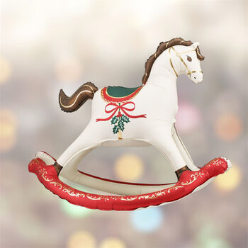 Festive Red And Green Foil Rocking Horse Balloon, 4 of 5