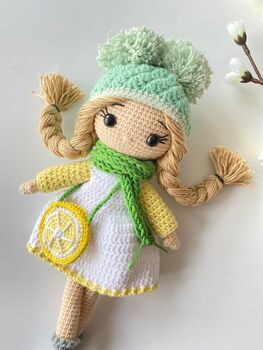 Handmade Crochet Dolls With Lemon Shaped Bag, 2 of 12