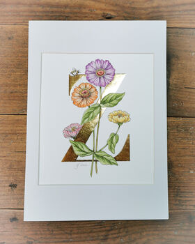Z Is For Zinnia Gilded Print, 2 of 7