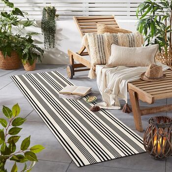 Black And White Stripped Outdoor Rug, 4 of 7