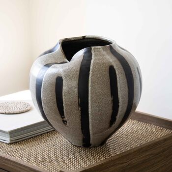 Brown Brushstroke Ceramic Vase, 2 of 4