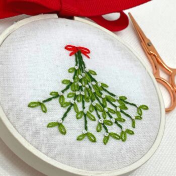 Diy Christmas Mistletoe Decoration/Embroidery Kit, 4 of 11