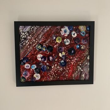 Red Space Nebula Acrylic Pour Painting | Framed, 3 of 5