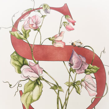 S Is For Sweetpeas Coloured Initial Print, 4 of 7