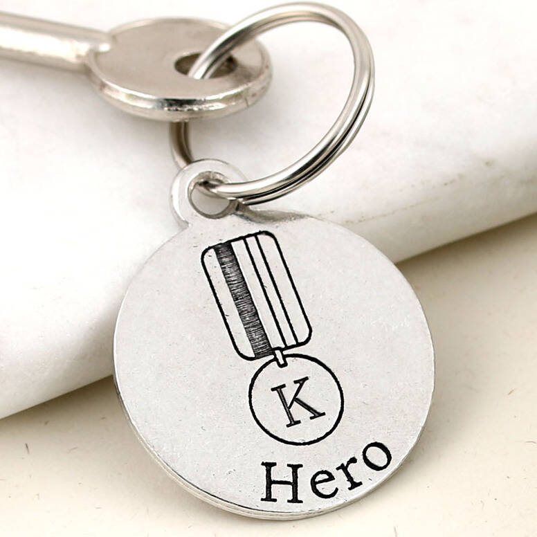 Image of Our Hero Personalised Round Pewter Keyring