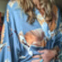 Ladies Luxury Bamboo Silk Kimono Robe Crane Bird Dusk Blue, thumbnail 8 of 9