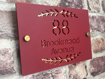 Personalised House Number And Road Foliage Design House Sign Acrylic, 3 of 7