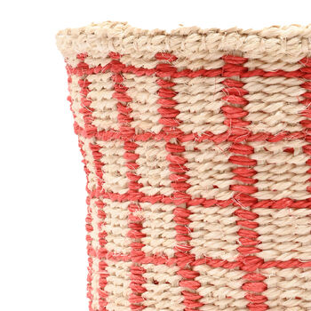 Sahihi: Red Check Woven Storage Basket, 6 of 8