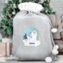 Personalised The Snowman Silver Pom Pom Sack, thumbnail 3 of 3