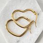 Gold Plated Heart Hoop Earrings, thumbnail 3 of 4