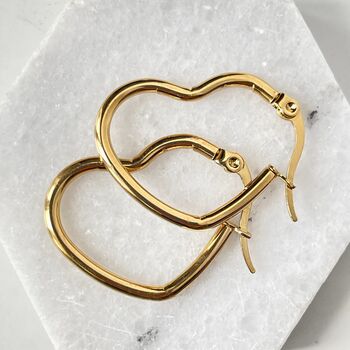 Gold Plated Heart Hoop Earrings, 3 of 4