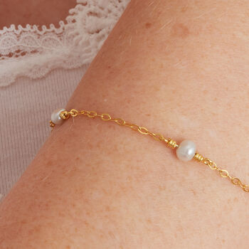 Gold Plated Silver And Pearl Friendship Chain Bracelet, 3 of 9