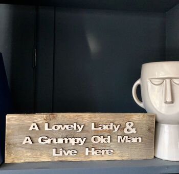 Lady And Grumpy Old Man Sign Mum And Dad Reclaimed Wood, 4 of 6