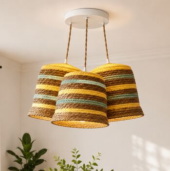 Natural Seagrass Triple Cluster Pendant Light, 3 of 4