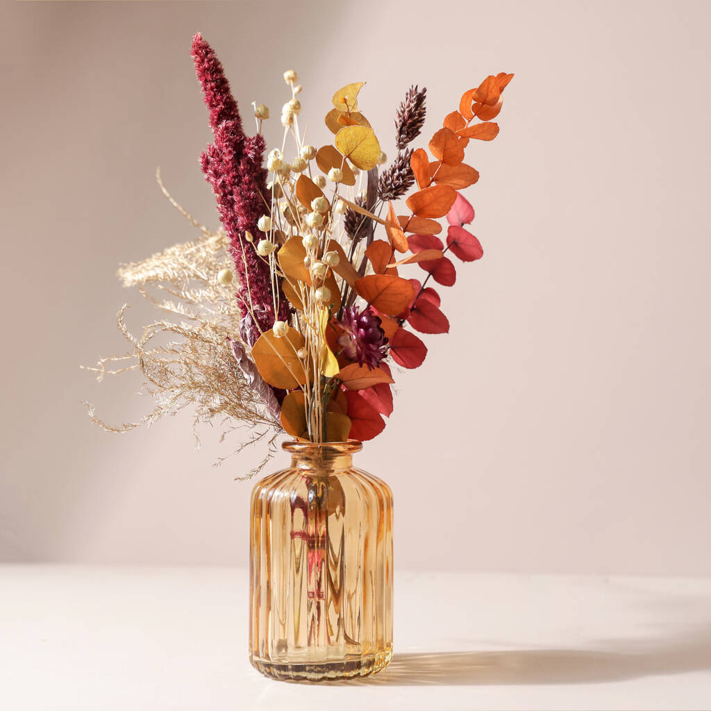 Earthly Amber Dried Flower Posy With Vase, 1 of 4