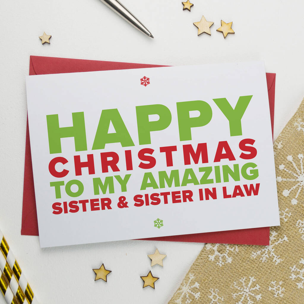 Christmas Card For Amazing Sister And Sister In Law By A is for Alphabet  notonthehighstreet.com