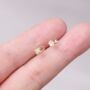 Small Padlock And Key Cz Stone Stud Earrings, Gold, thumbnail 1 of 8
