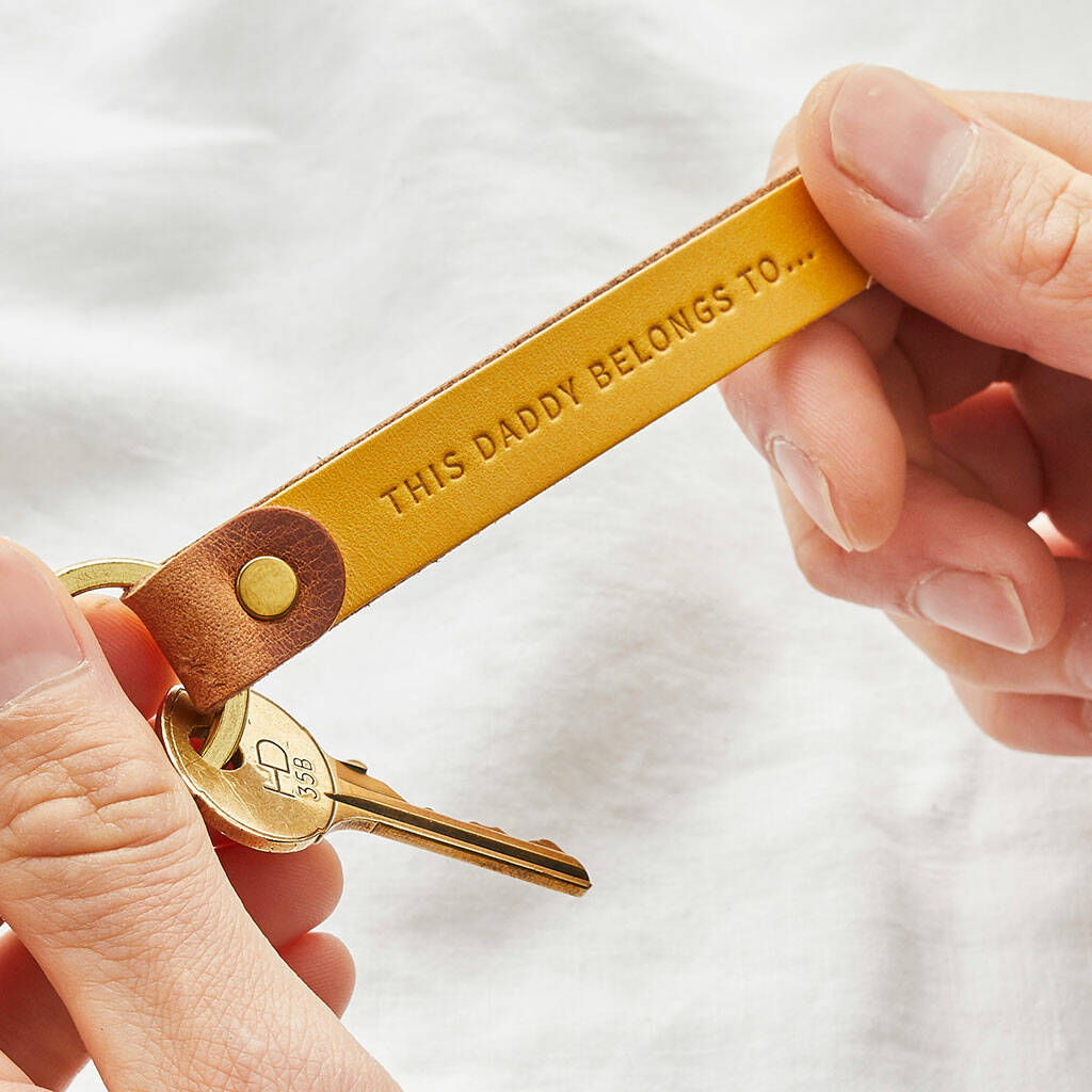 Personalised 'This Daddy Belongs To…' Leather Keyring By Create Gift