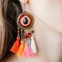 Long Round Enamel Colourful Tassel Dangle Earrings, thumbnail 1 of 10