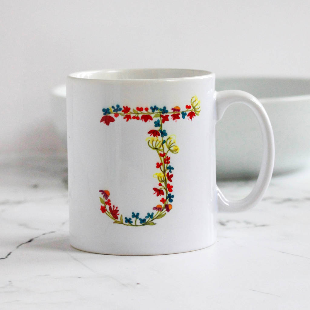 Large Flower Initial Mug By Snapdragon Notonthehighstreet Com