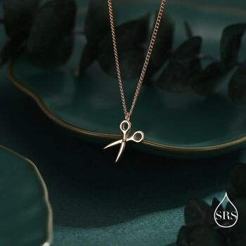 Sterling Silver Very Small Scissors Pendant Necklace, 7 of 12