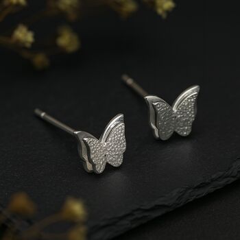Sterling Silver Butterfly Stud Earrings, 5 of 9