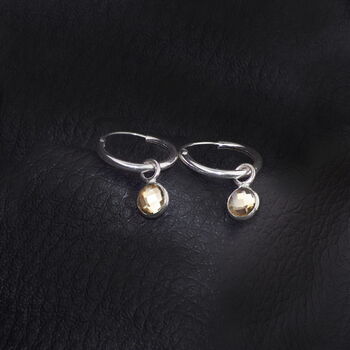 November Birthstone Hoop Earrings With Citrine Charm In Sterling Silver, 2 of 5