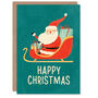 Jolly Santa Claus With Presents On Sleigh Christmas Card, thumbnail 1 of 6