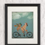 French Bulldog On Tandem Art Print, Framed Or Unframed, thumbnail 6 of 7