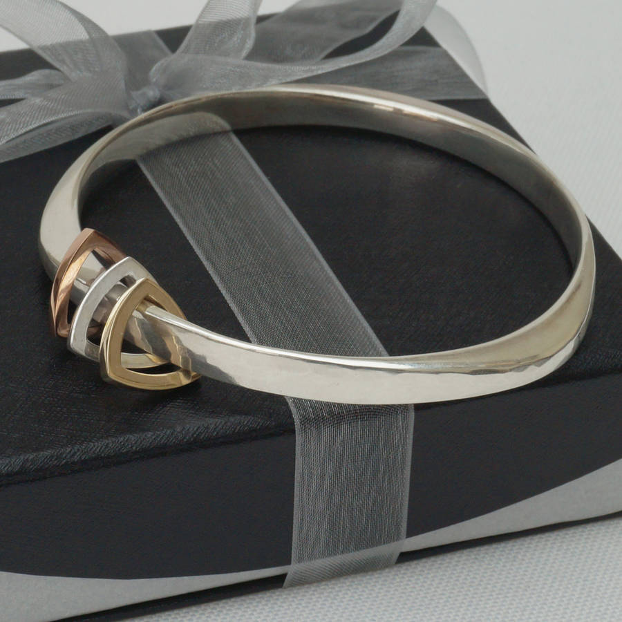 Personalised Wide Bangle With Triangle Charms, 1 of 7