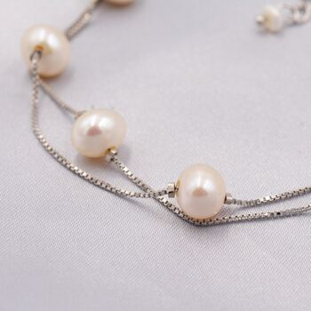 Genuine Pearl Bracelet In Sterling Silver, 2 of 12
