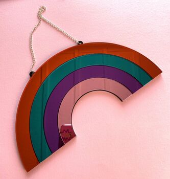 Multicoloured Rainbow Hanging Wall Mirror, 4 of 6
