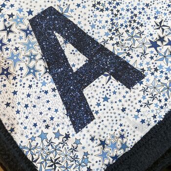 Liberty Starry Fabric Personalised Baby Blanket, 3 of 4