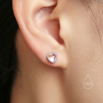 Sterling Silver Heart Stud Earrings, 6 of 10