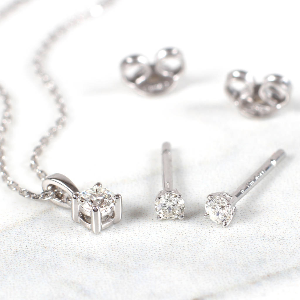 diamond and 18ct white gold claw set pendant by hurleyburley