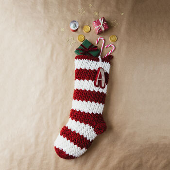 Personalised Red Stripe Hand Crocheted Stocking, 8 of 9