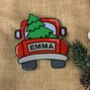 Personalised Christmas Truck With Tree Embroidered Fabric Name Patch, thumbnail 1 of 2