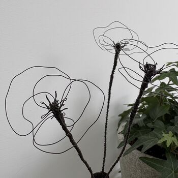 Three Handmade Fine Wire Poppy Flowers, 4 of 8