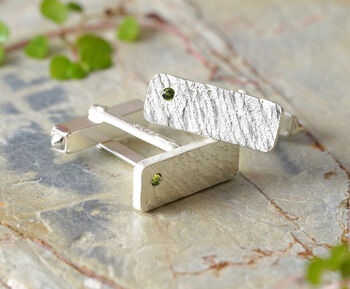 Tourmaline Cufflinks In Sterling Silver, 2 of 3