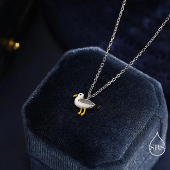 Sterling Silver Cute Seagull Pendant Necklace, 2 of 11
