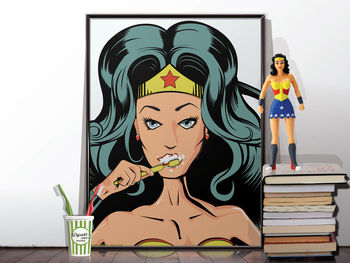 Wonder Woman Mothers Day Ironing Poster Art Print, 4 of 9