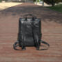 Top Zip Open Black Leather Backpack, thumbnail 6 of 7