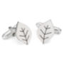 Leaf Cufflinks In Solid Sterling Silver, thumbnail 2 of 4
