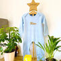 Personalised Organic Name Baby Romper Blue, thumbnail 1 of 5
