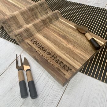 Personalised Couple Large Acacia Serving Board, 2 of 2