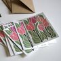 Romantic Linocut Tulip Notecards Set Of Eight, thumbnail 4 of 6