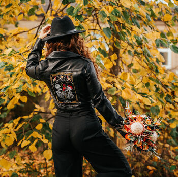 Cropped Tarot Card Black Leather Jacket, 3 of 10