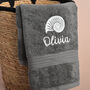 Personalised Grey Hand Towel With Shell, thumbnail 1 of 6