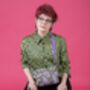 Boxy Crossbody Bag Pink Squiggles On Mustard, thumbnail 7 of 7