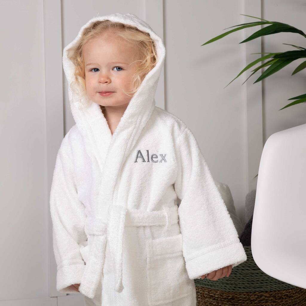 Personalised Pure White Cotton Towelling Bathrobe By That's Mine
